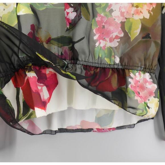 Lauren Ralph Lauren Georgette Blouse Medium Floral Sheer Bloomcore Fairy - Picture 5 of 16